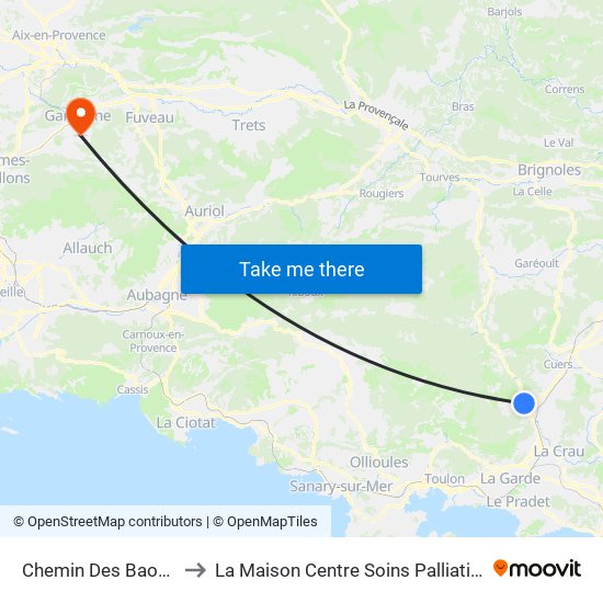 Chemin Des Baous to La Maison Centre Soins Palliatifs map