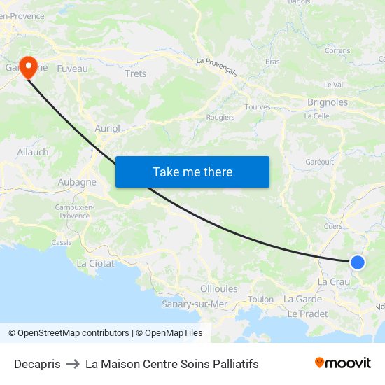 Decapris to La Maison Centre Soins Palliatifs map
