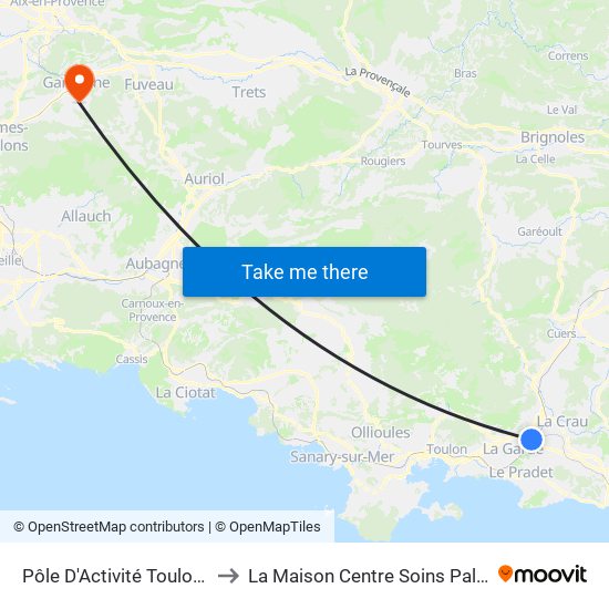 Pôle D'Activité Toulon Est to La Maison Centre Soins Palliatifs map