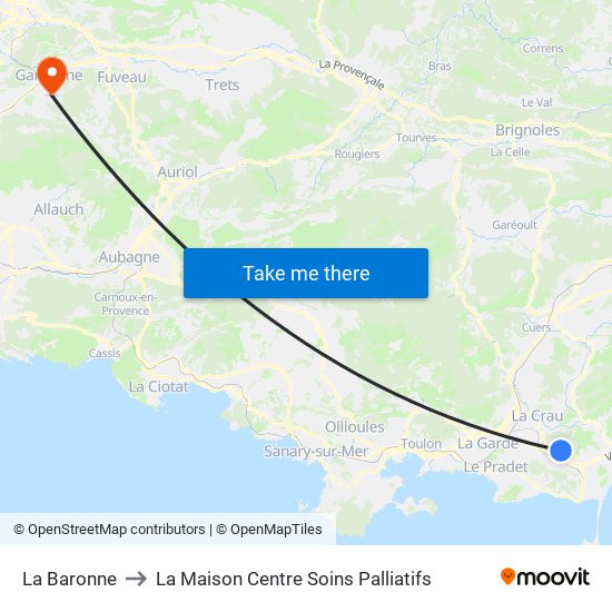 La Baronne to La Maison Centre Soins Palliatifs map
