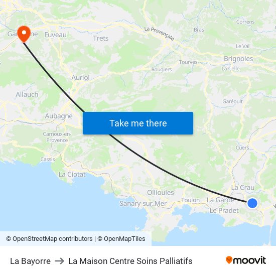 La Bayorre to La Maison Centre Soins Palliatifs map