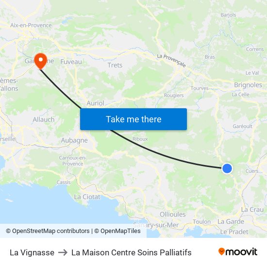 La Vignasse to La Maison Centre Soins Palliatifs map
