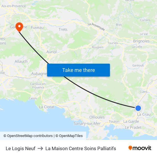 Le Logis Neuf to La Maison Centre Soins Palliatifs map