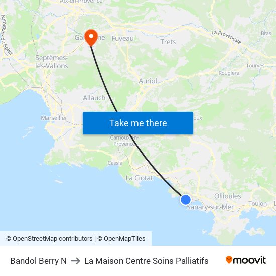 Bandol Berry N to La Maison Centre Soins Palliatifs map