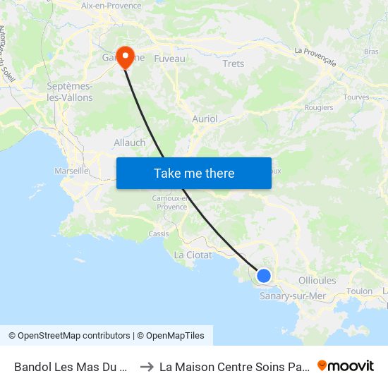Bandol Les Mas Du Golf O to La Maison Centre Soins Palliatifs map