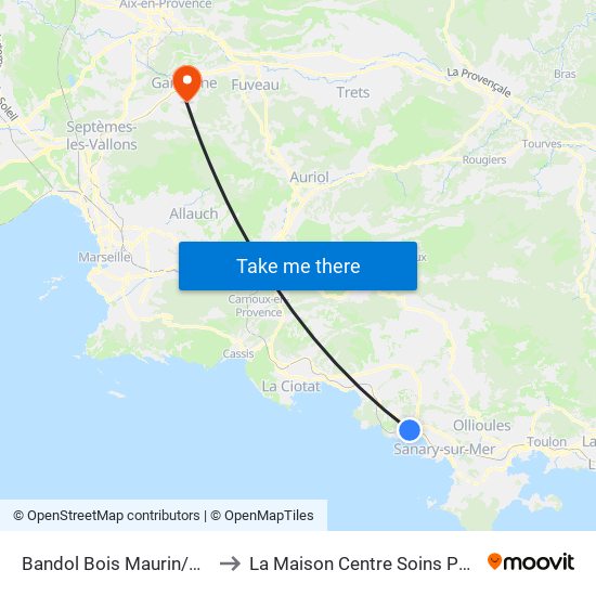 Bandol Bois Maurin/Buffon to La Maison Centre Soins Palliatifs map