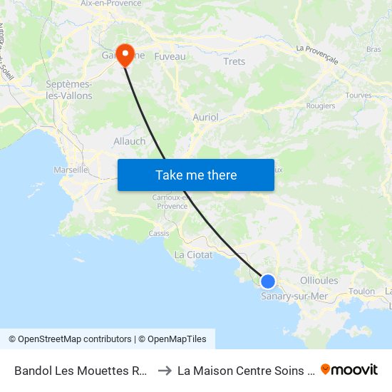 Bandol Les Mouettes Rossignols to La Maison Centre Soins Palliatifs map