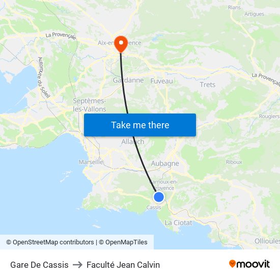 Gare De Cassis to Faculté Jean Calvin map