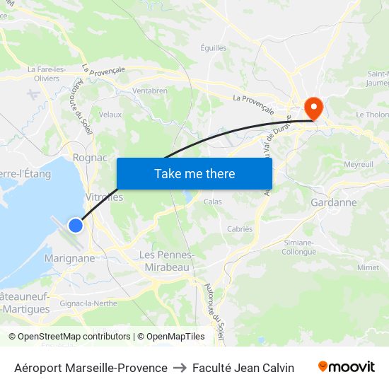 Aéroport Marseille-Provence to Faculté Jean Calvin map
