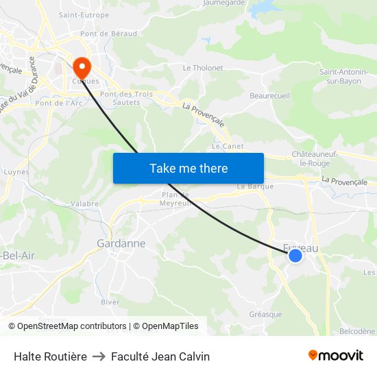 Halte Routière to Faculté Jean Calvin map