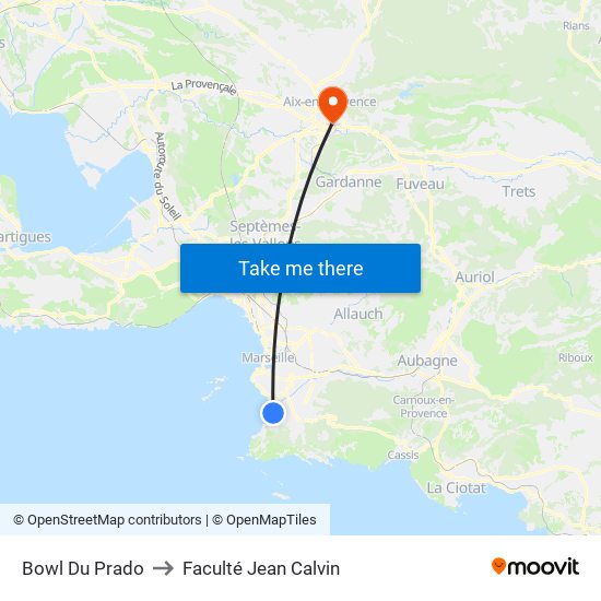 Bowl Du Prado to Faculté Jean Calvin map