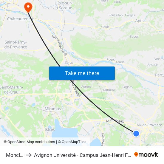 Monclar to Avignon Université - Campus Jean-Henri Fabre map