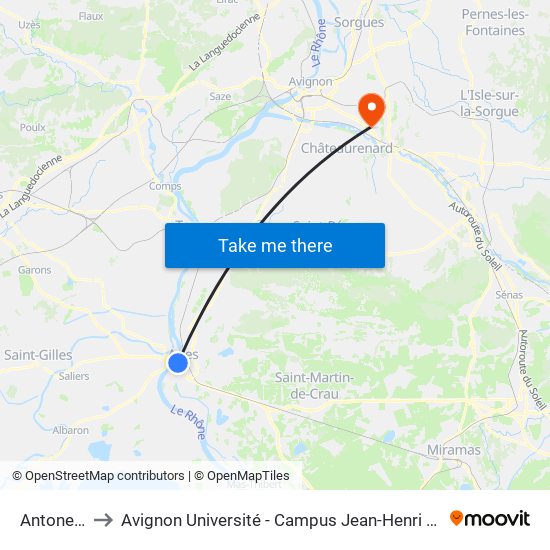 Antonelle to Avignon Université - Campus Jean-Henri Fabre map