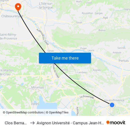 Clos Bernadette to Avignon Université - Campus Jean-Henri Fabre map