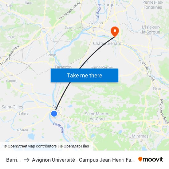 Barriol to Avignon Université - Campus Jean-Henri Fabre map