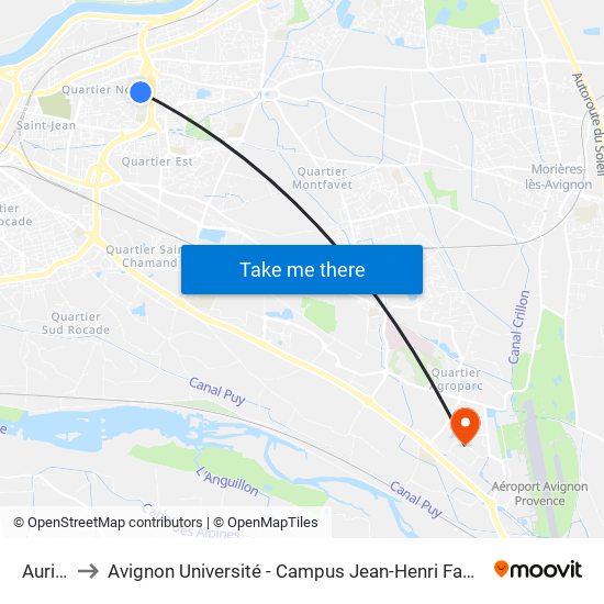 Auriol to Avignon Université - Campus Jean-Henri Fabre map