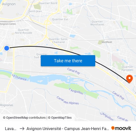 Lavarin to Avignon Université - Campus Jean-Henri Fabre map