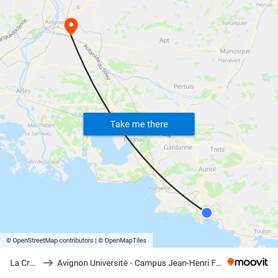 La Croix to Avignon Université - Campus Jean-Henri Fabre map