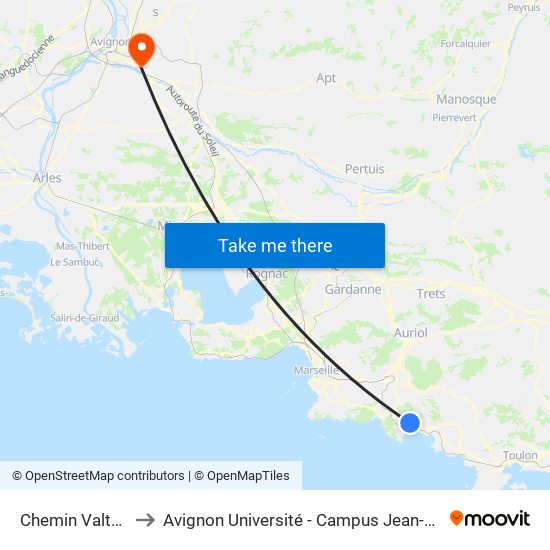 Chemin Valtendre to Avignon Université - Campus Jean-Henri Fabre map
