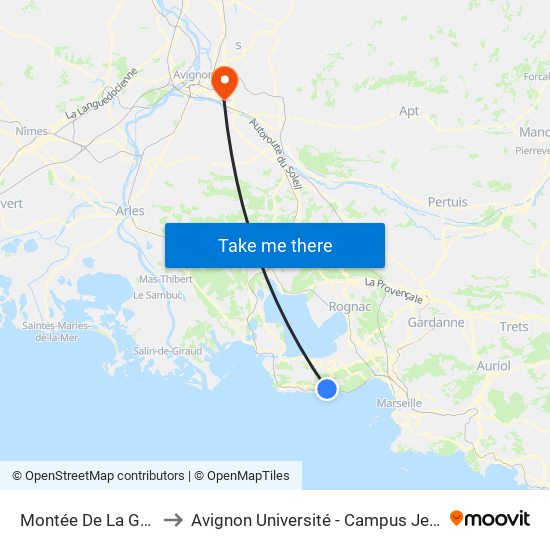 Montée De La Grotte N°3 to Avignon Université - Campus Jean-Henri Fabre map