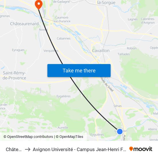 Château to Avignon Université - Campus Jean-Henri Fabre map