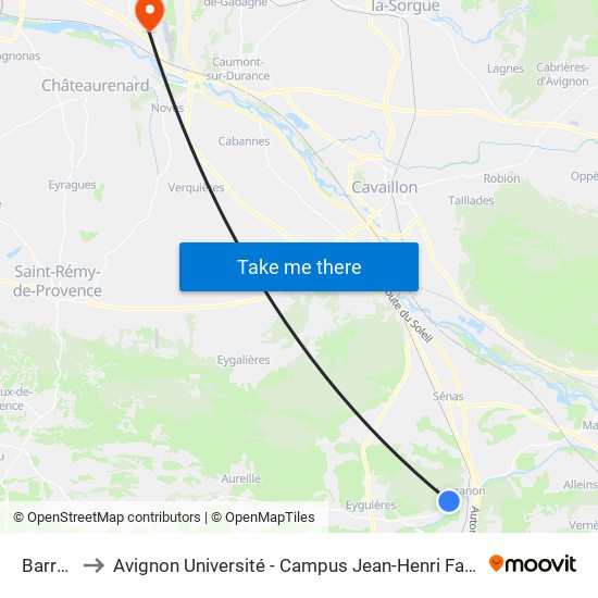 Barres to Avignon Université - Campus Jean-Henri Fabre map