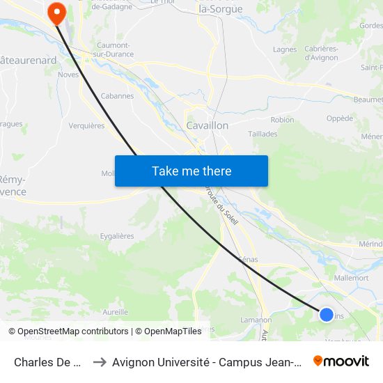 Charles De Gaulle to Avignon Université - Campus Jean-Henri Fabre map