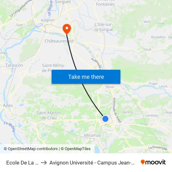 Ecole De La Crau to Avignon Université - Campus Jean-Henri Fabre map