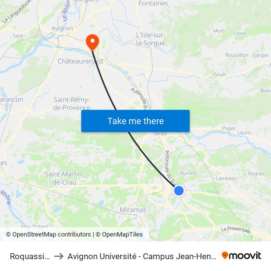 Roquassiers to Avignon Université - Campus Jean-Henri Fabre map