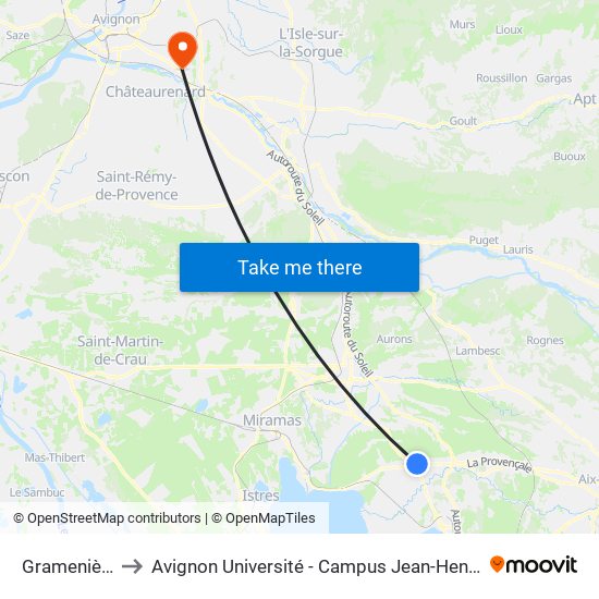 Gramenières to Avignon Université - Campus Jean-Henri Fabre map
