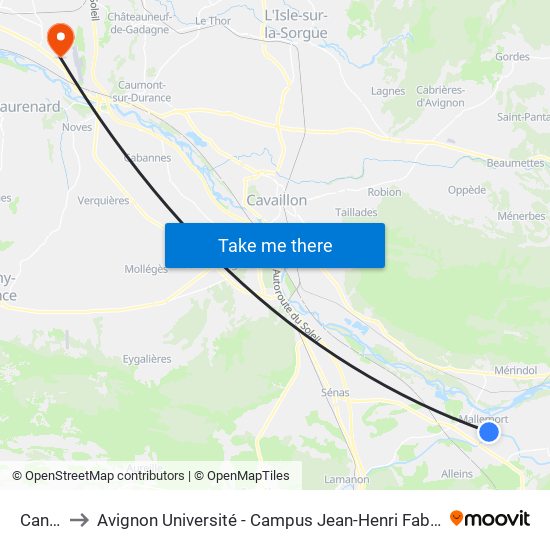 Canal to Avignon Université - Campus Jean-Henri Fabre map
