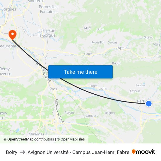 Boiry to Avignon Université - Campus Jean-Henri Fabre map