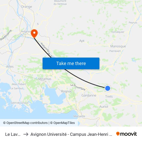 Le Lavoir to Avignon Université - Campus Jean-Henri Fabre map