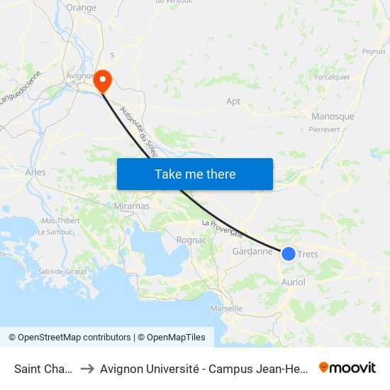 Saint Charles to Avignon Université - Campus Jean-Henri Fabre map
