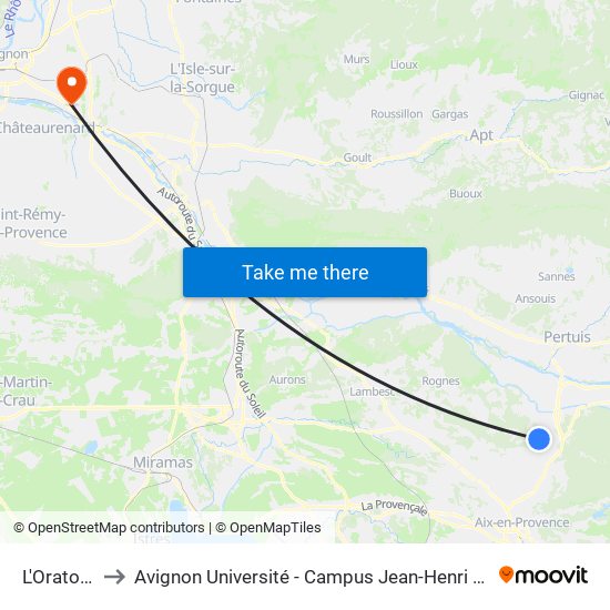 L'Oratoire to Avignon Université - Campus Jean-Henri Fabre map