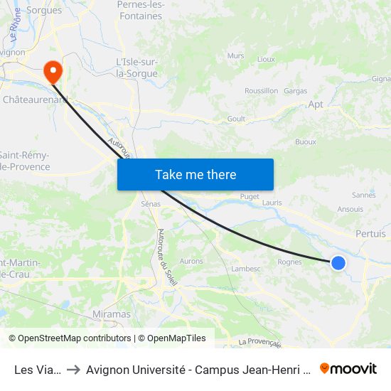 Les Viaux to Avignon Université - Campus Jean-Henri Fabre map