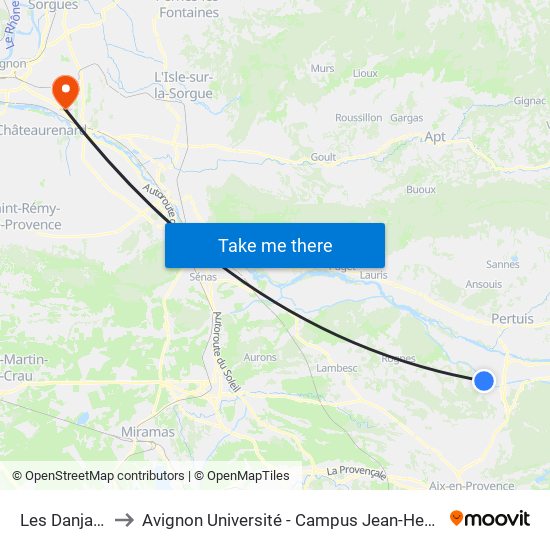 Les Danjauds to Avignon Université - Campus Jean-Henri Fabre map