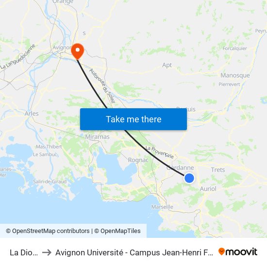 La Diote to Avignon Université - Campus Jean-Henri Fabre map