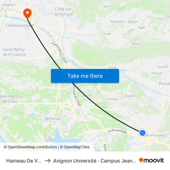 Hameau De Victoria to Avignon Université - Campus Jean-Henri Fabre map
