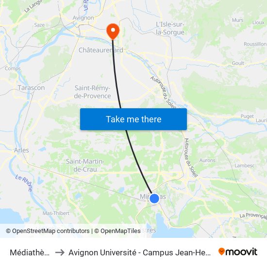 Médiathèque to Avignon Université - Campus Jean-Henri Fabre map