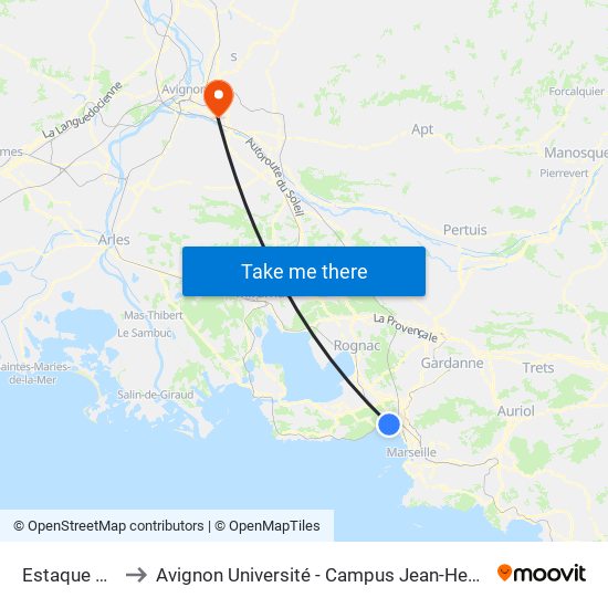 Estaque Port to Avignon Université - Campus Jean-Henri Fabre map