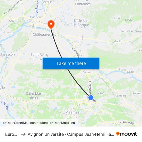 Europe to Avignon Université - Campus Jean-Henri Fabre map