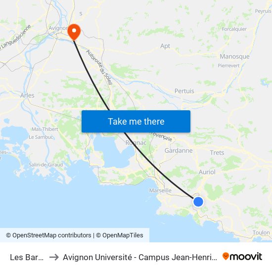 Les Barles to Avignon Université - Campus Jean-Henri Fabre map