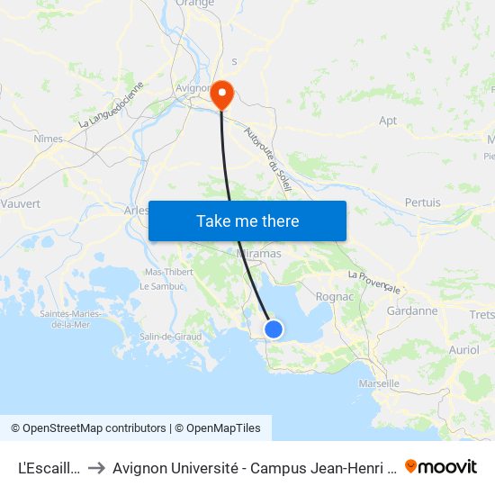 L'Escaillon to Avignon Université - Campus Jean-Henri Fabre map