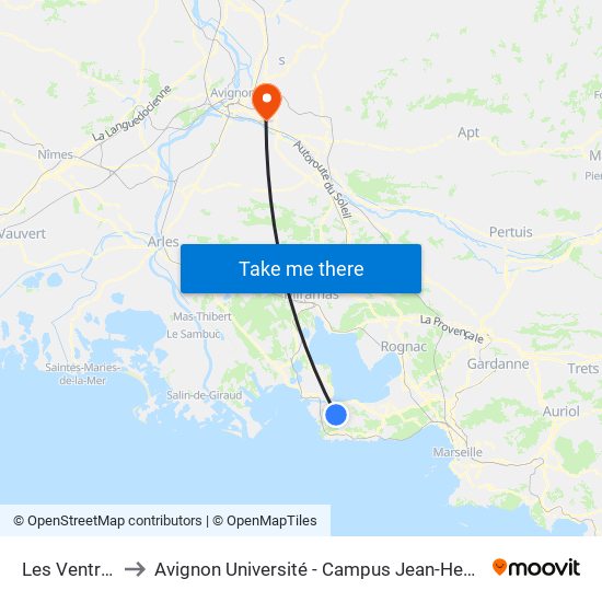 Les Ventrons to Avignon Université - Campus Jean-Henri Fabre map
