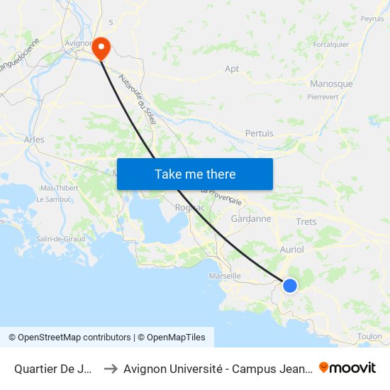 Quartier De Jouques to Avignon Université - Campus Jean-Henri Fabre map