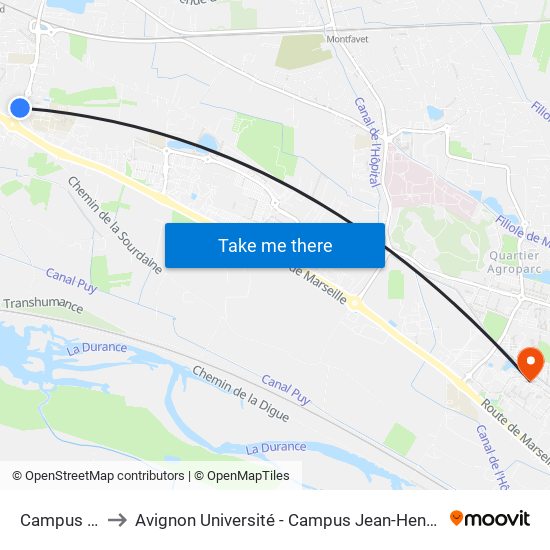 Campus Cci to Avignon Université - Campus Jean-Henri Fabre map