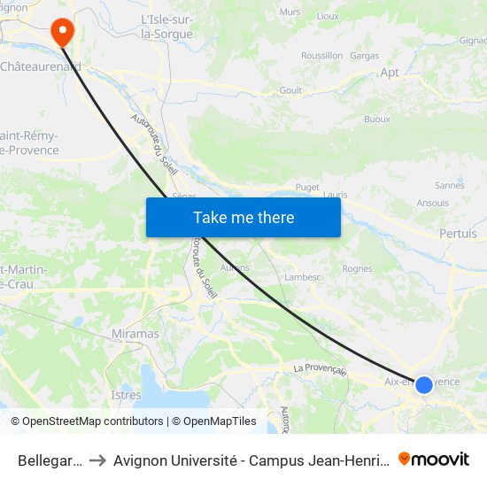 Bellegarde to Avignon Université - Campus Jean-Henri Fabre map