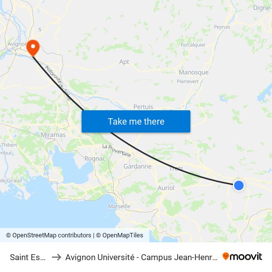 Saint Esprit to Avignon Université - Campus Jean-Henri Fabre map