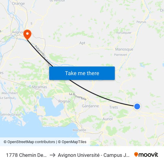 1778 Chemin Des Terriers to Avignon Université - Campus Jean-Henri Fabre map